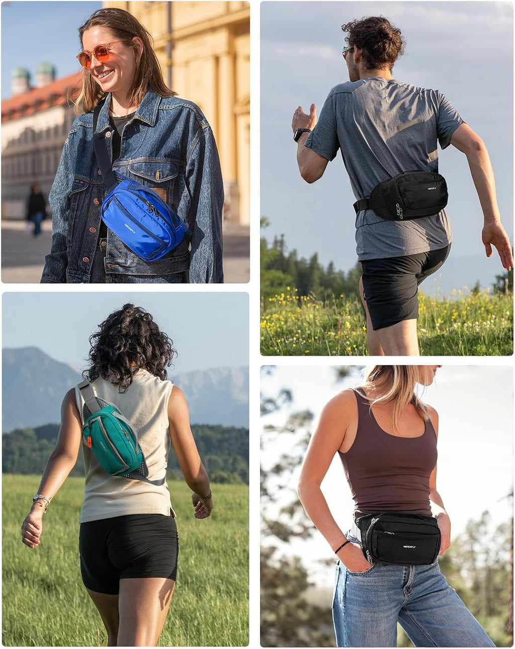 WATERFLY 2.2L RFID Fanny Pack: Bellows-Style Openning Everywhere Belt Bag