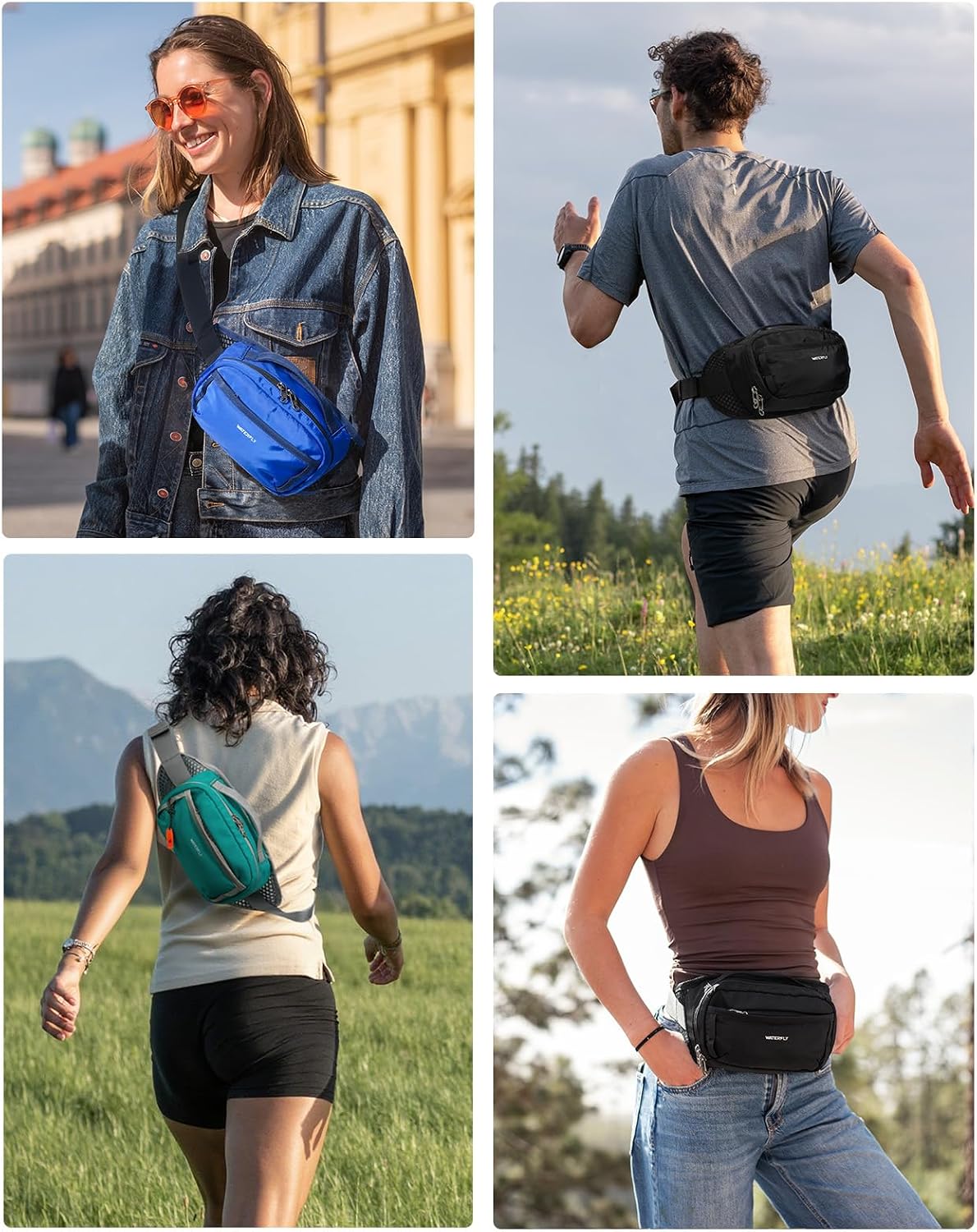 WATERFLY 2.2L RFID Fanny Pack: Bellows-Style Openning Everywhere Belt Bag