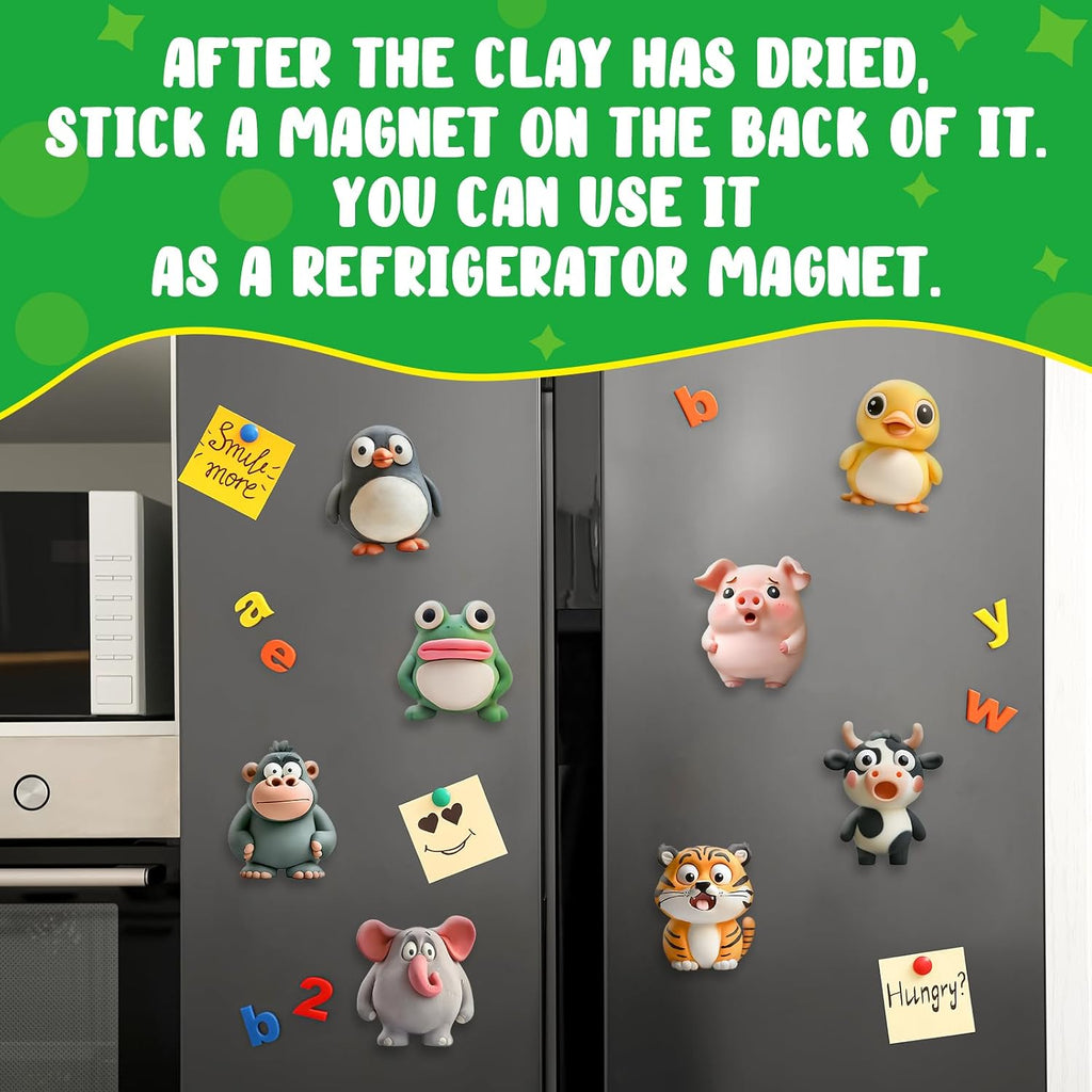 Kasfalci Air Dry Clay Kit for Kids, 12 Animals Modeling Magic Clay Sculpting Set, DIY Party Favors Arts & Crafts for Kids Ages 4-6-8-12, Ultra Light & Soft, Safe & Non-Stick with Tools & Tutorials