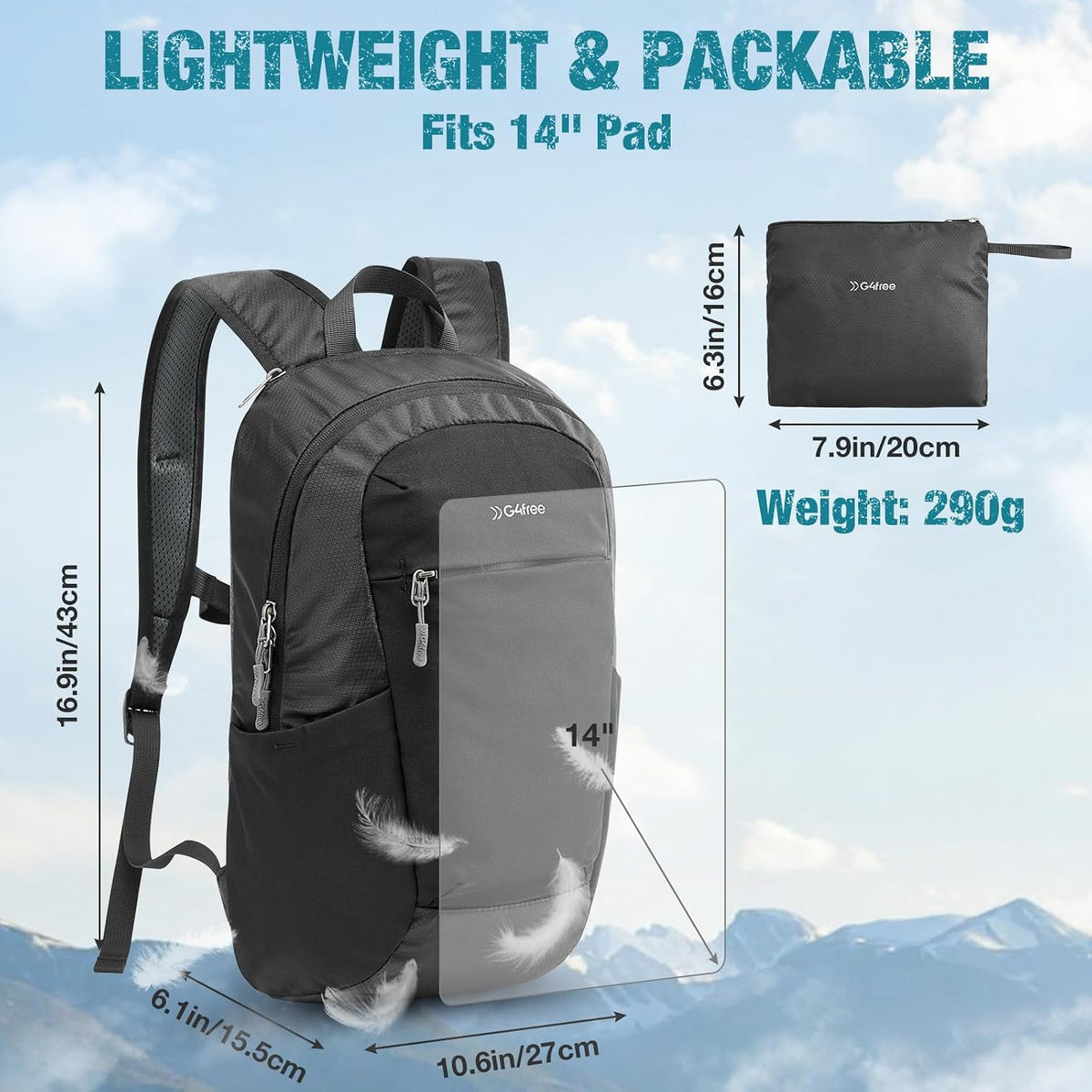 G4Free 18L Lightweight Packable Hiking Backpack for Men Women