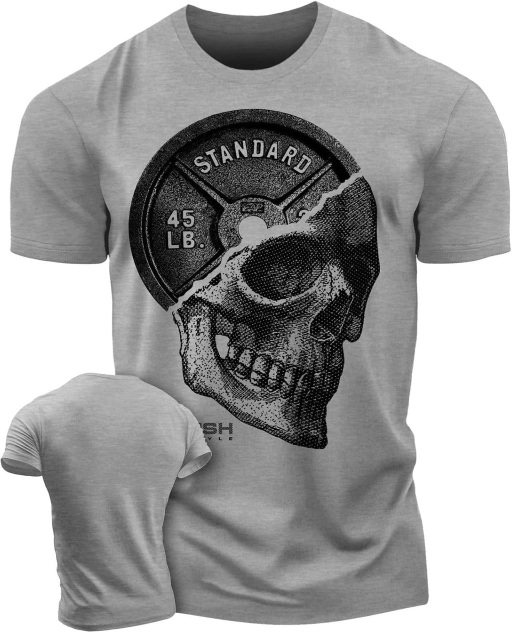 Gymish Lifestyle Skull Plate Gym Shirt, Work Out Deadlift Skull T-Shirt for Men