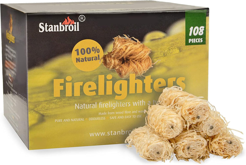 Stanbroil 32 pcs Natural Charcoal Fire Starters Super Fast Lighting