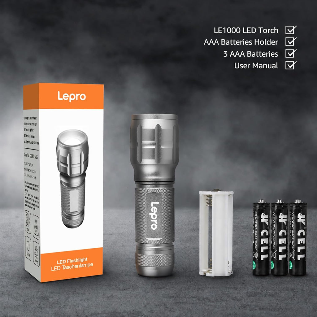 Lepro Lighting Ever LED Flashlight, High Lumens Waterproof Adjustable Focus