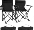 2 Pack Lightweight Folding Camping Chairs, Outdoor Lawn Beach Chair with Cup Holder & Carry Bag for Travel, Fishing, Picnic, Backyard, Hiking