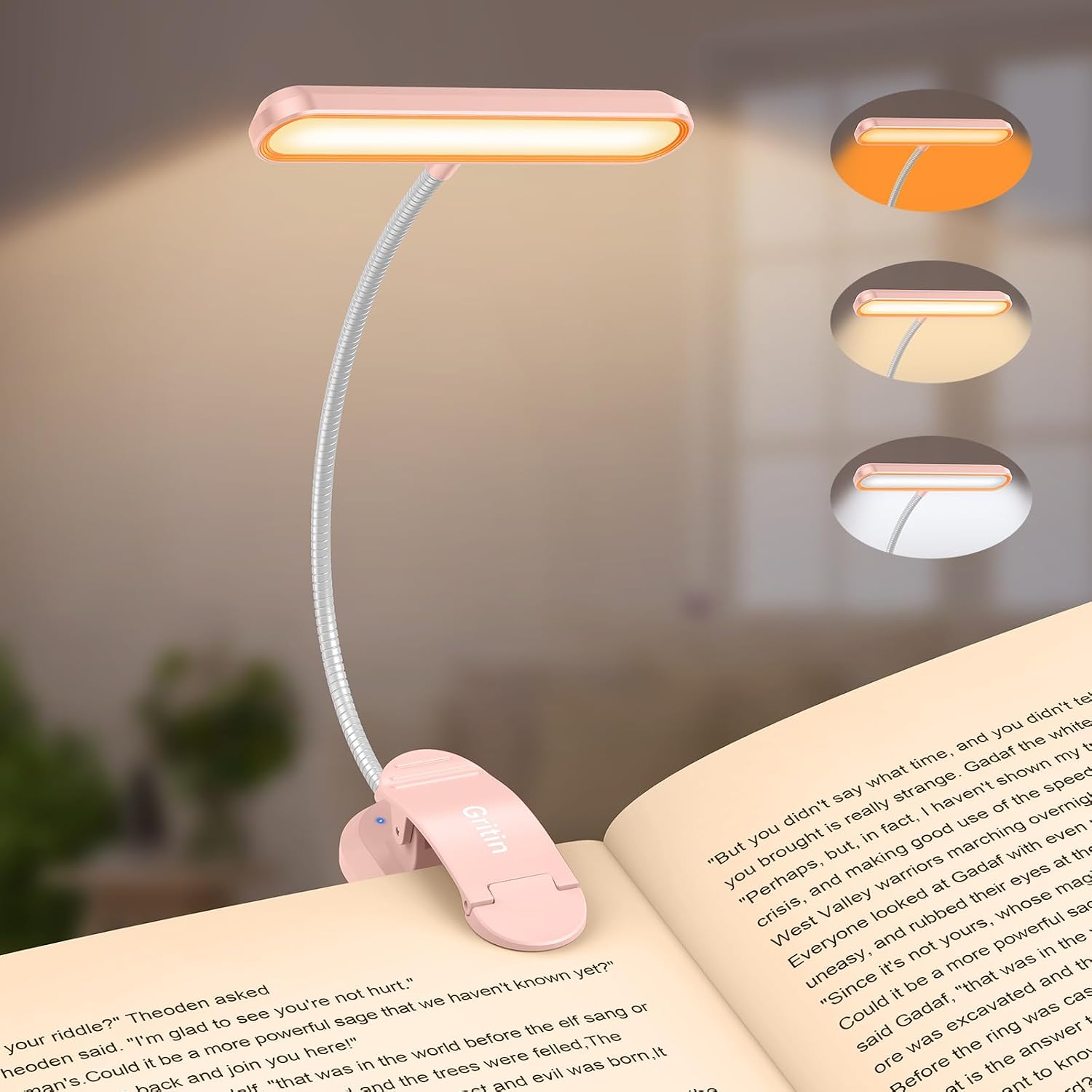 Gritin Rechargeable Book Light for Reading in Bed with 19 LED