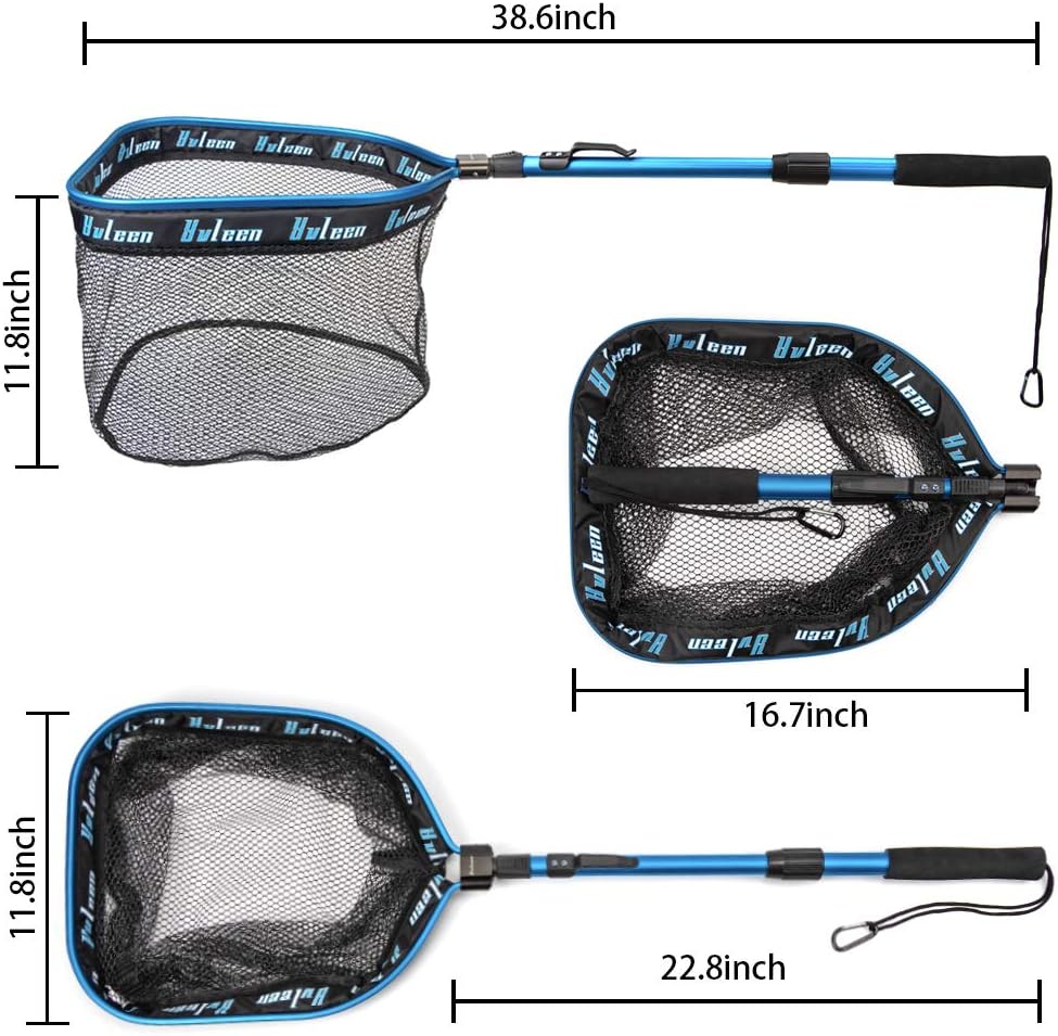 YVLEEN Floating Fishing Net - Folding Fishing Landing Net with Rubber Coating Mesh for Easy Fish Catch and Release, Fishing Net for Freshwater and Saltwater