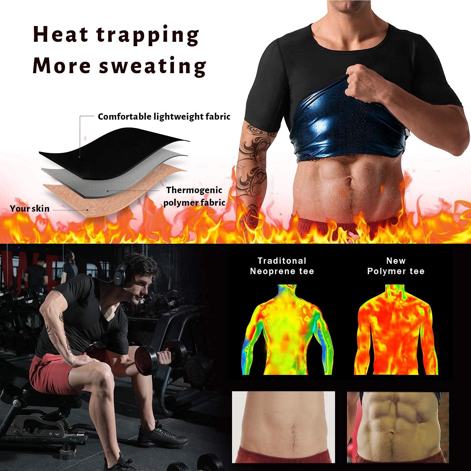 Sauna Shirt for Men Sweat Tank Top Heat Trapping Suit Workout