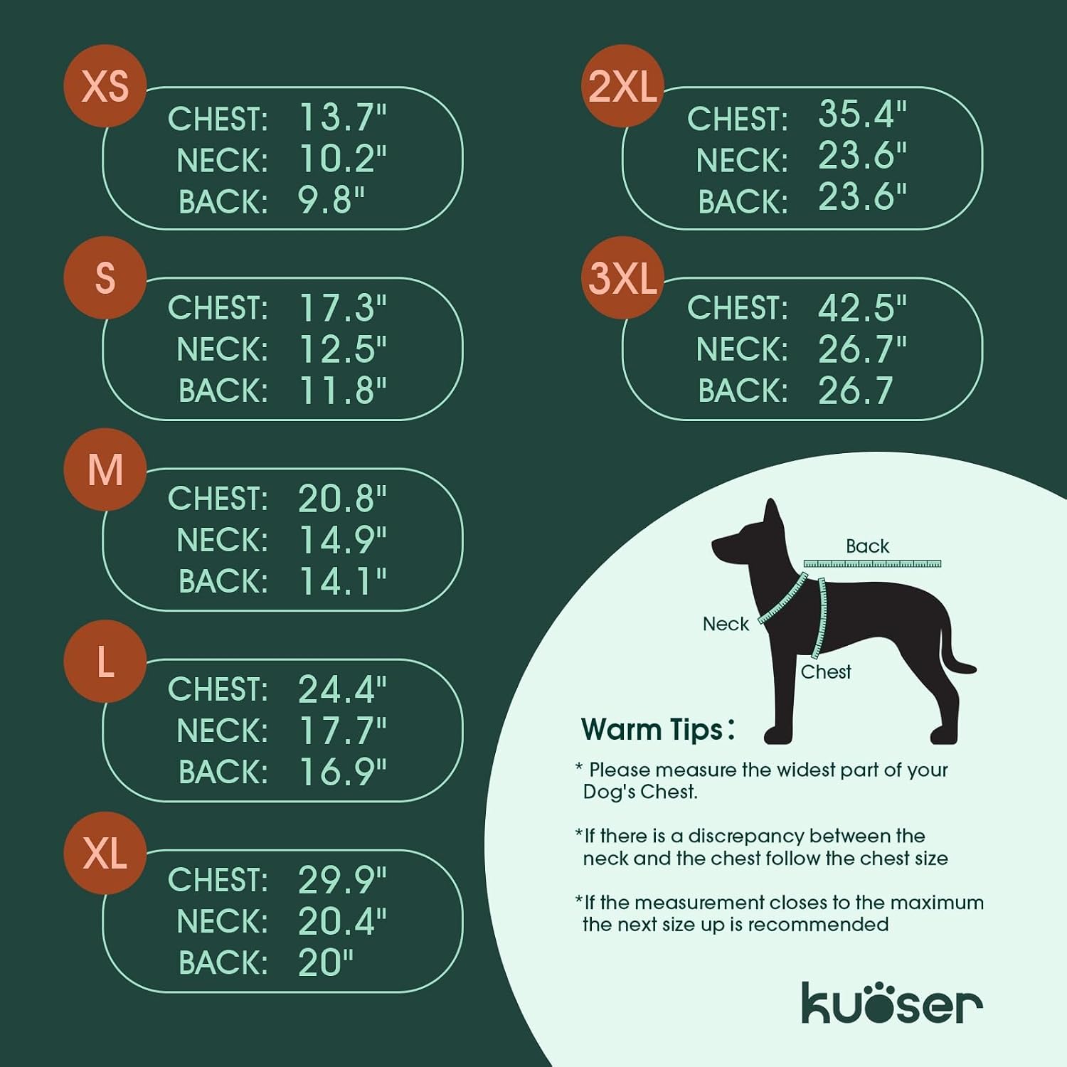 Kuoser Dog Coat Warm Fleece Lining Turtleneck Dog Jacket with Harness Built-in, Adjustable Windproof Cold Weather Coats with Quick Release Buckle Pet Winter Snowsuit for Medium Large Dogs, Red L