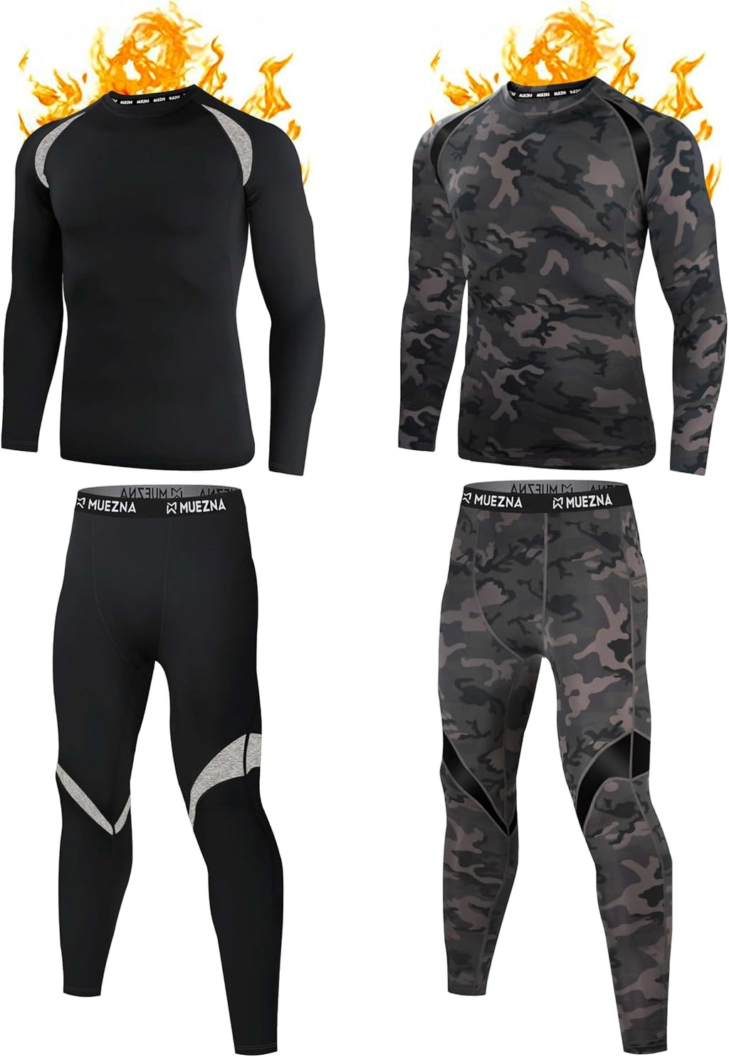 Muezna Men's Thermal Top and Bottom Set Underwear Long Johns Base Layer
