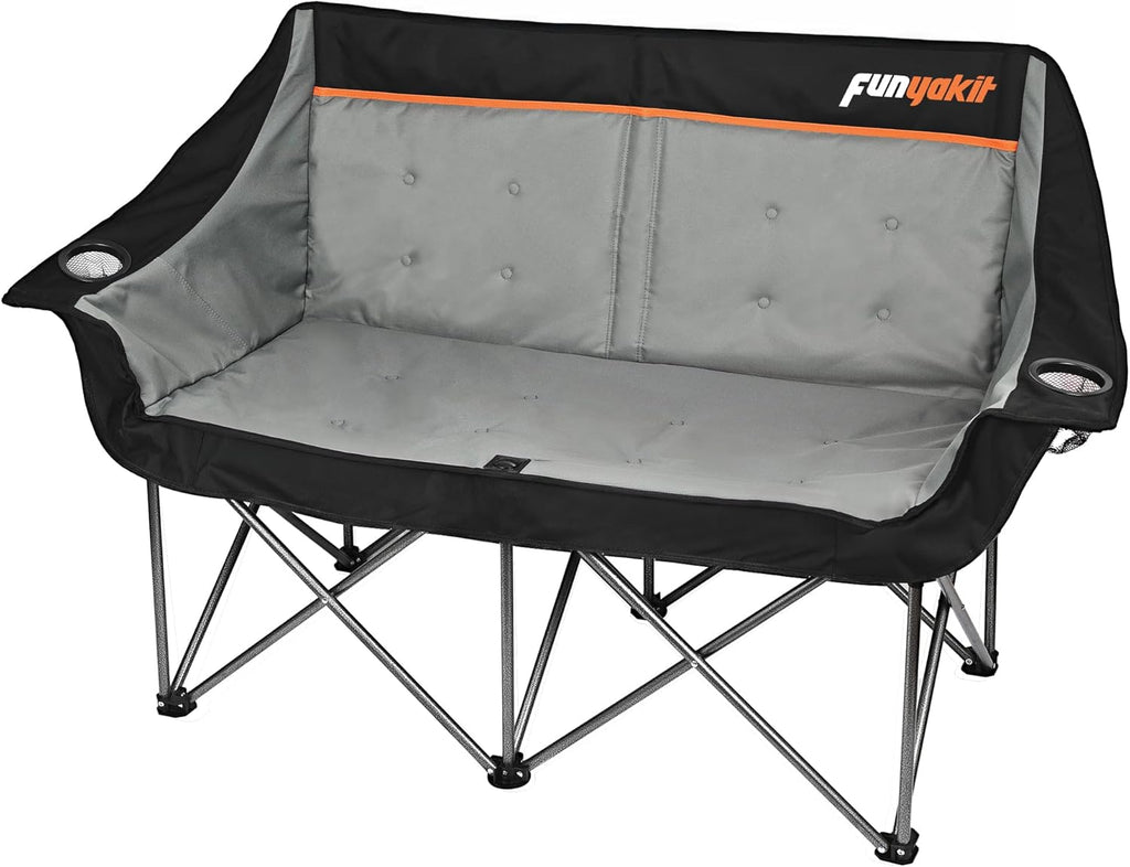 2 Person Camping Chair Heavy Duty 650LBS Padded Loveseat for Pets