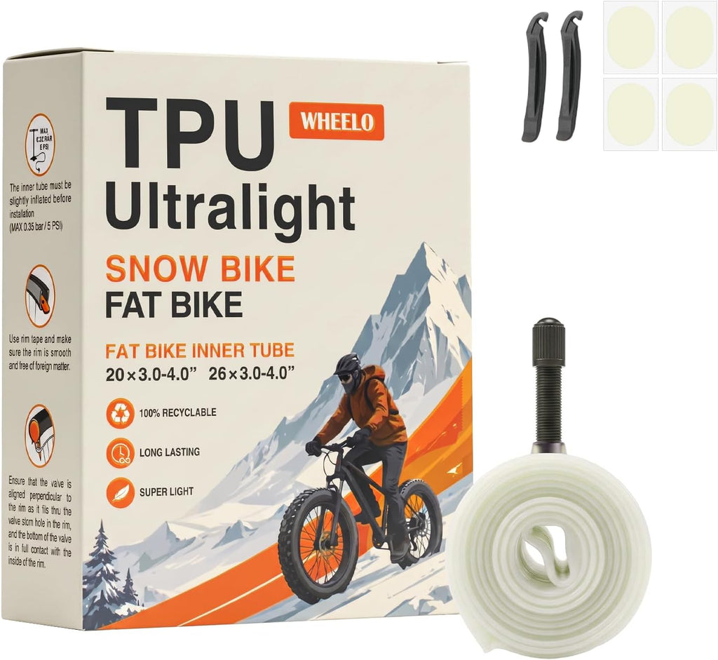 20/26x4.0 Inch Fat Bike Tube, TPU Heavy Duty Inner Tube for Fat & E-Bikes