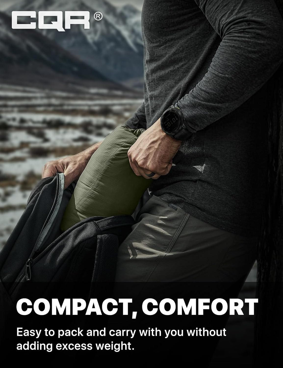 CQR Men's Lightweight Warm Insulated Jacket, Windproof Water Resistant Winter Active Coat for Hiking Work Outdoor Tactical
