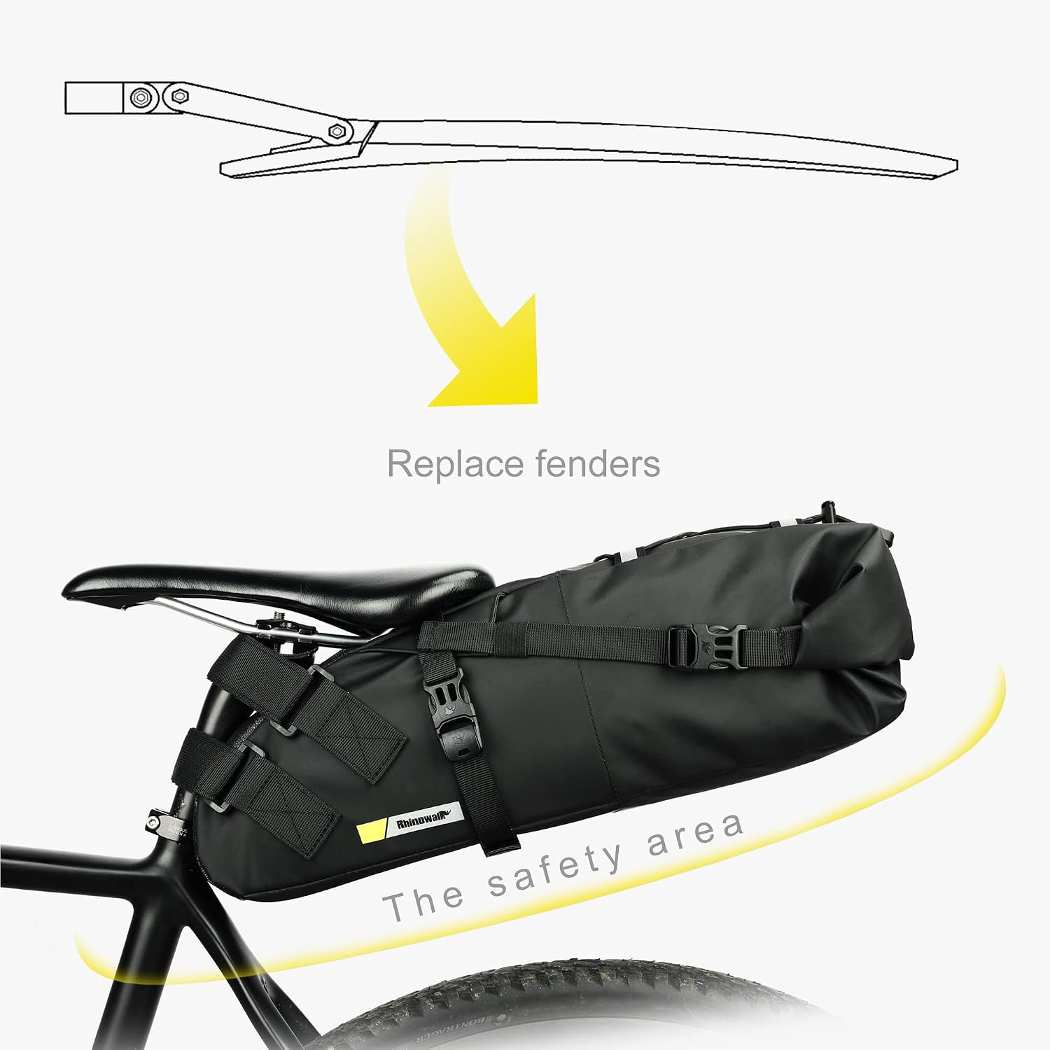 Bike Saddle Bag Waterproof Bike Seat Bag Expandable Capacity Cycling Under Seat Pouch for Mountain Road Biking and Commuting Trips 13L