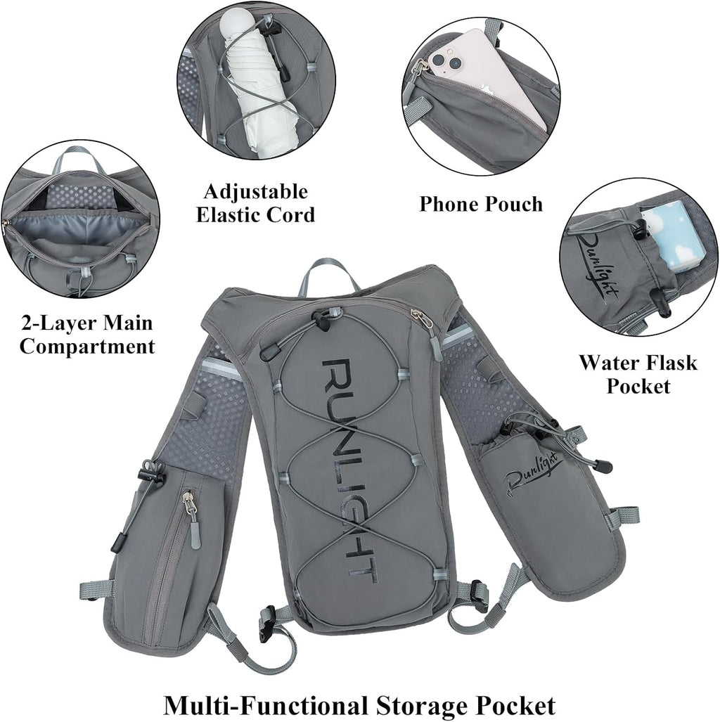 Runlight Running Vest for Women Men Lightweight Hydration Backpack Pack with 1.5L Water Bladder Bag Hydro Daypack for Hiking,Trail,Skiing,Camping,Cycling,Race,Marathon