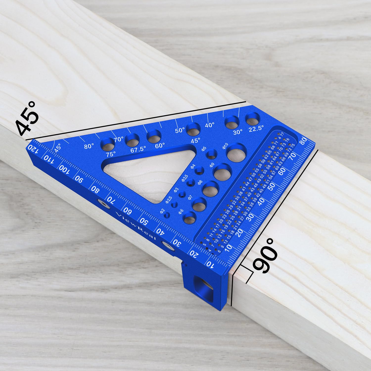 Aluminum Carpenter Square with 3D Multi-Angle Layout Measuring Ruler - Upgraded Pin Pivot Design for Secure Storage, Woodworking Squares Compact Woodworking Tool(Metric)