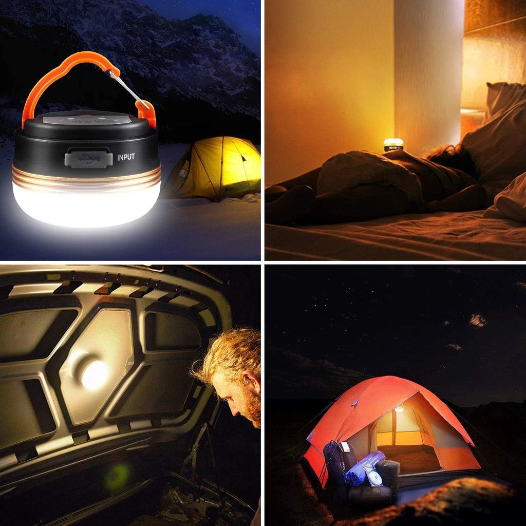 Censinda LED Camping Lantern, 1800mAh Rechargeable Portable Tent Light, 300LM,3 Light Modes, with Magnet Base,Electric Lantern Flashlight for Camping/Hiking/Fishing/Hurricane/Emergency(2 Packs)