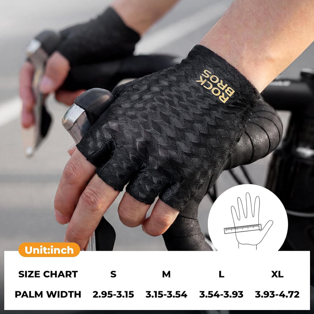 ROCKBROS Cycling Gloves for Men Breathable Lightweight Fingerless Gloves