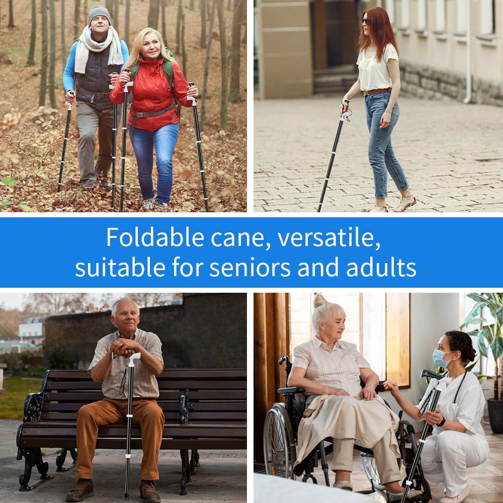 Adjustable Foldable Walking Cane, Hiking Sticks Canes Walking Sticks for Seniors,Telescopic Walking Canes with Anti-Slip Grip, Lightweight Trekking Cane for Hiking, Climbing.