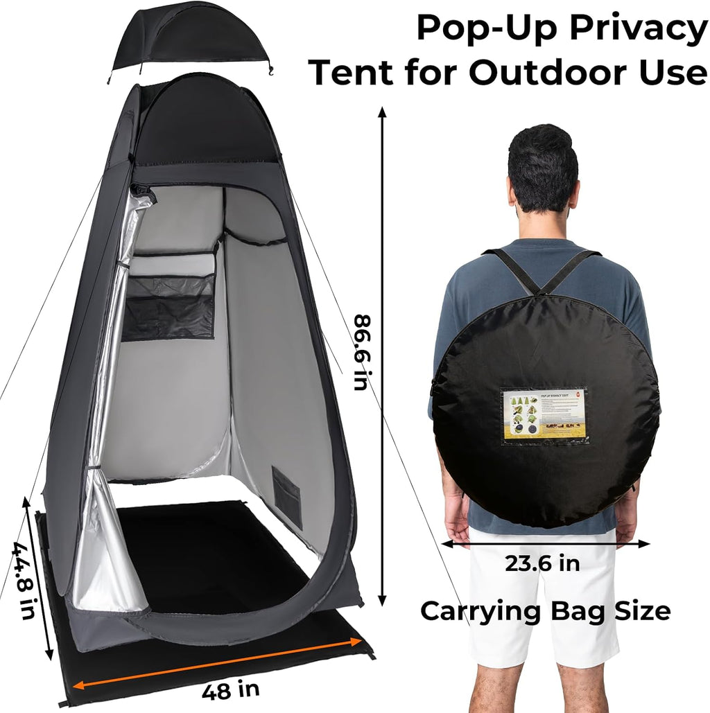 Portable Camping Shower Kit Upgraded Pop Up Privacy Tent with 1500W Heater