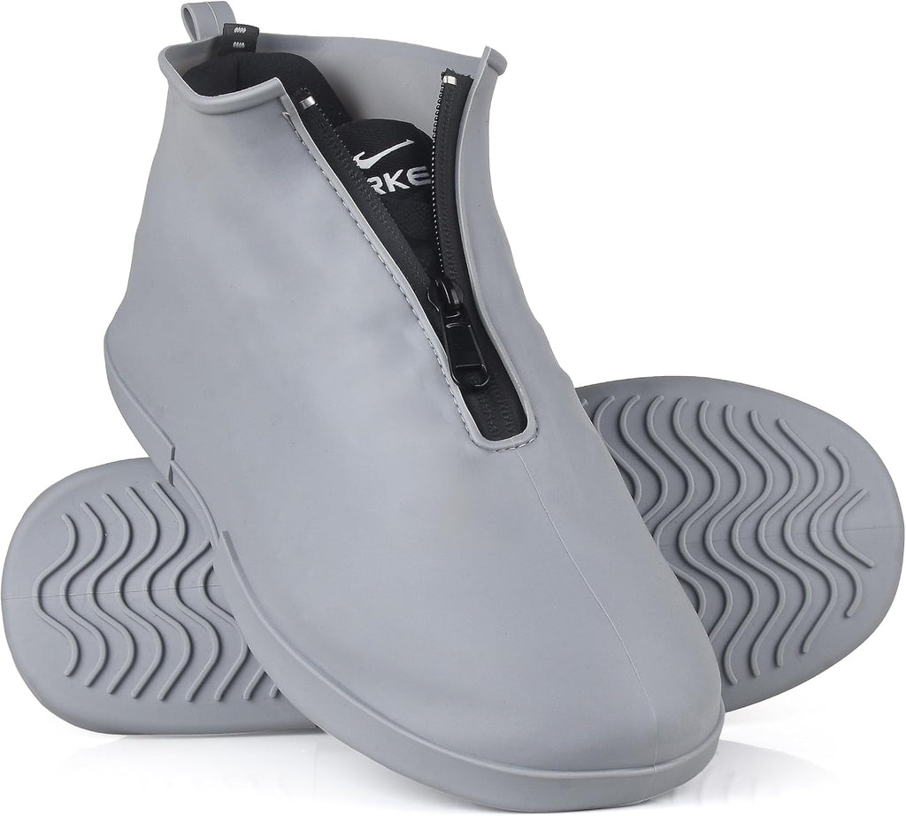 Waterproof Shoe Covers Slip-Resistant Overshoes Newly Upgraded and Latest Model for Men Women, Reusable Rain Boots for Outdoor, Cycling, Hiking, Work (Grey, XL (Women 11-13, Men 10.5-13))