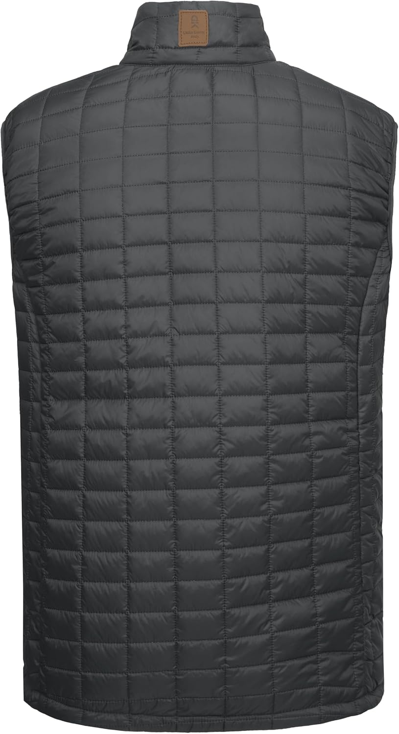 Little Donkey Andy Men's Golf Vest, Lightweight Puffer Sleeveless Jacket Gray/Black A2 M
