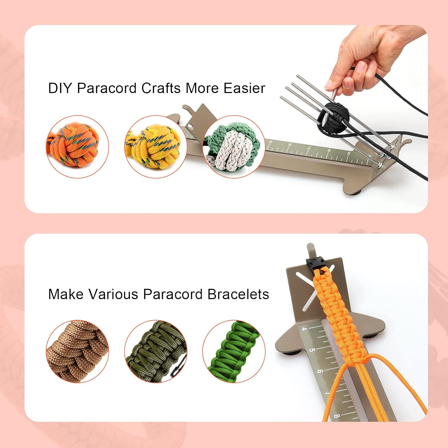 2 in 1 Paracord Bracelets Kit, Paracord Jigs and Tools, Monkey Fist Jig