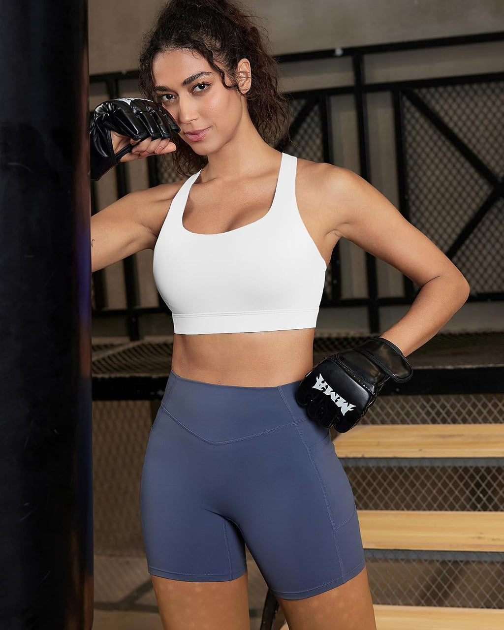 RUNNING GIRL Sports Bra for Women,Molded Cup Strappy Running High Impact Sports Bra with Sewn in Pads