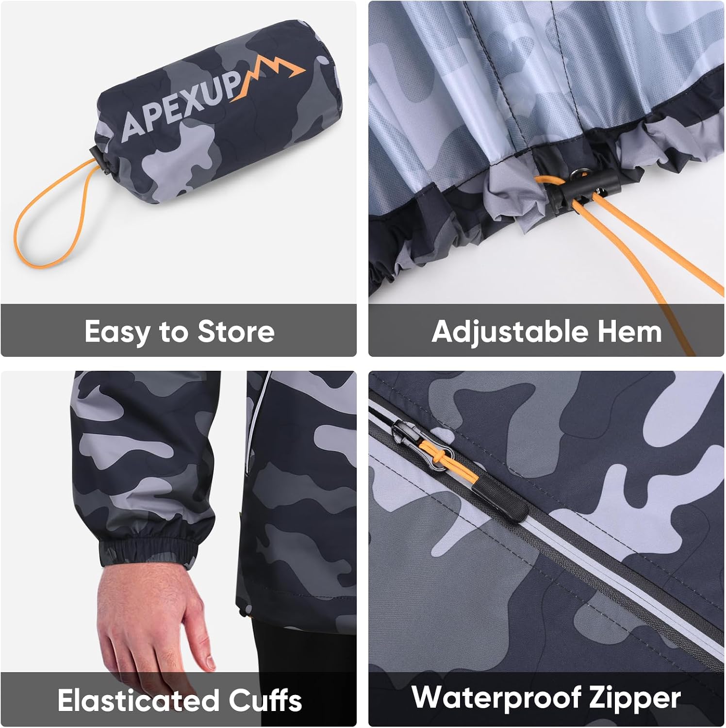 APEXUP Packable Rain Jacket Men Waterproof Lightweight Raincoat with Hood