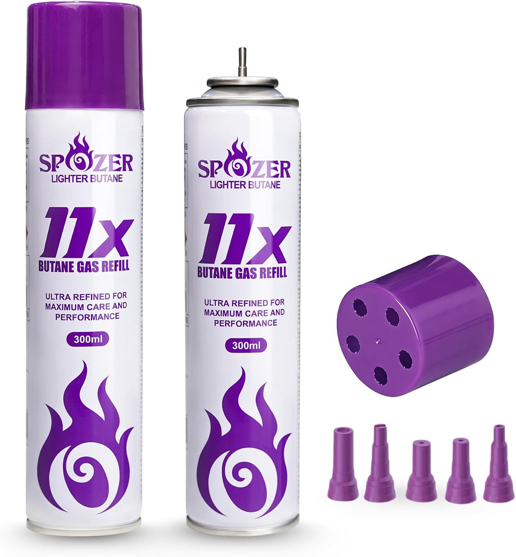 SPOZER 11X Butane Fuel Refill 99.9997% Pure 300ml for Torch Lighter 12 Cans