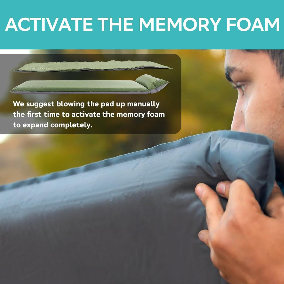 Clostnature 1.5in Lightweight Self Inflating Sleeping Pad for Camping
