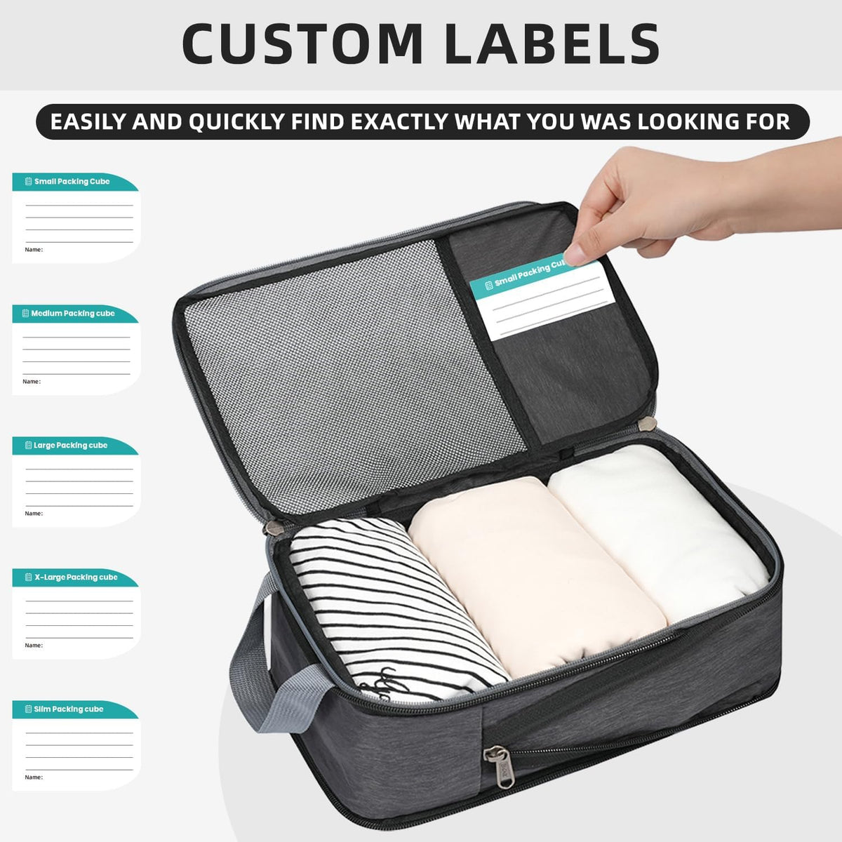 BAGAIL Lightweight Compression Packing Cubes for Travel, 6 Set, Dark Grey