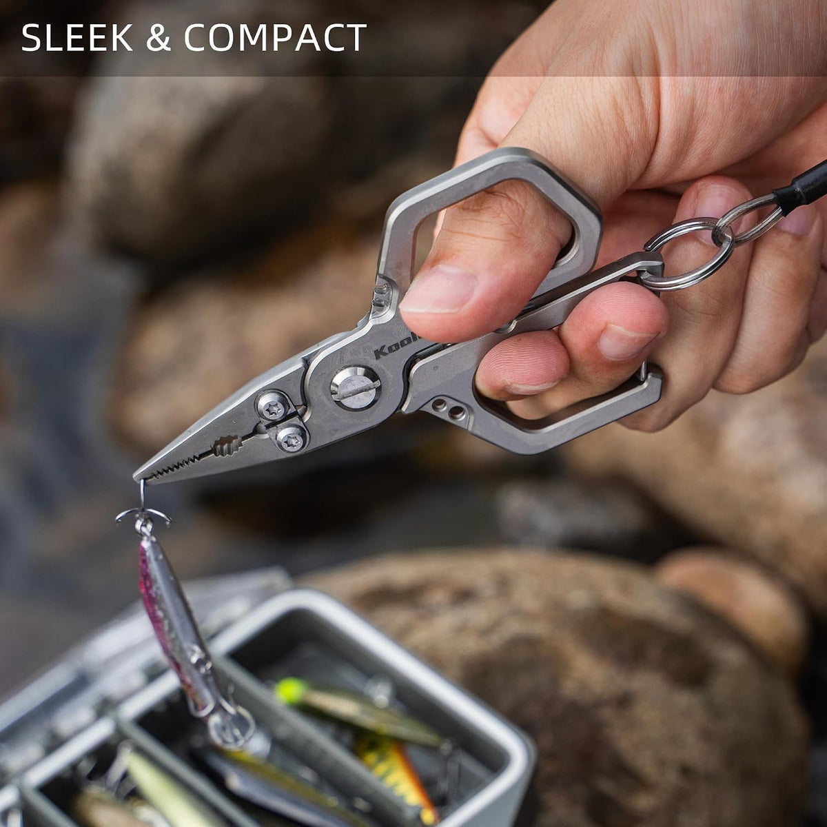 Titanium Fishing Pliers, 4.4" Saltwater Resistant Fishing Scissors, Tungsten Cutters, Multi-function Tool with Lanyard, Split Ring Hook Remover, Gifts for Men