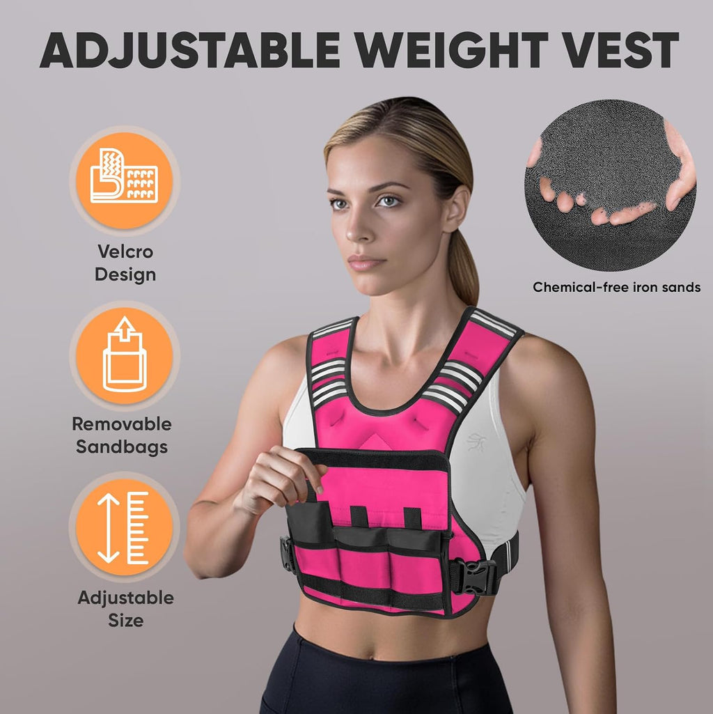 APEXUP Adjustable Weighted Vest, 4-10lb/12-18lb/20-32lb Vest with 6 Ironsand Weights and Large Pocket, Weight Vest for Men Women Strength Training, Running, Walking