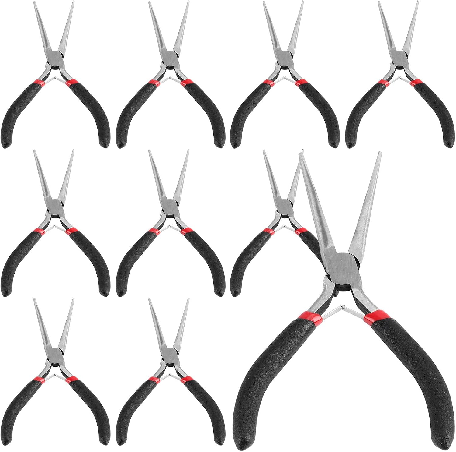 JOIKIT 10 Pack 6 Inch Extra Long Needle Nose Pliers, Mini Precision Needle Nose Pliers Set Repair Tool for Wire Wrapping, Jewelry Making, DIY Crafts, Electronic Repair