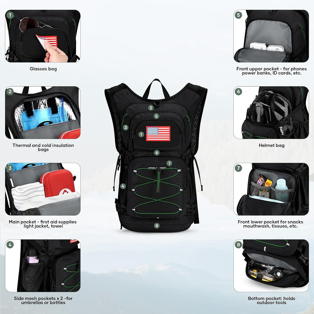 Maelstrom Lightweight Hydration Hiking Backpack with 2L/3L Water Bladder