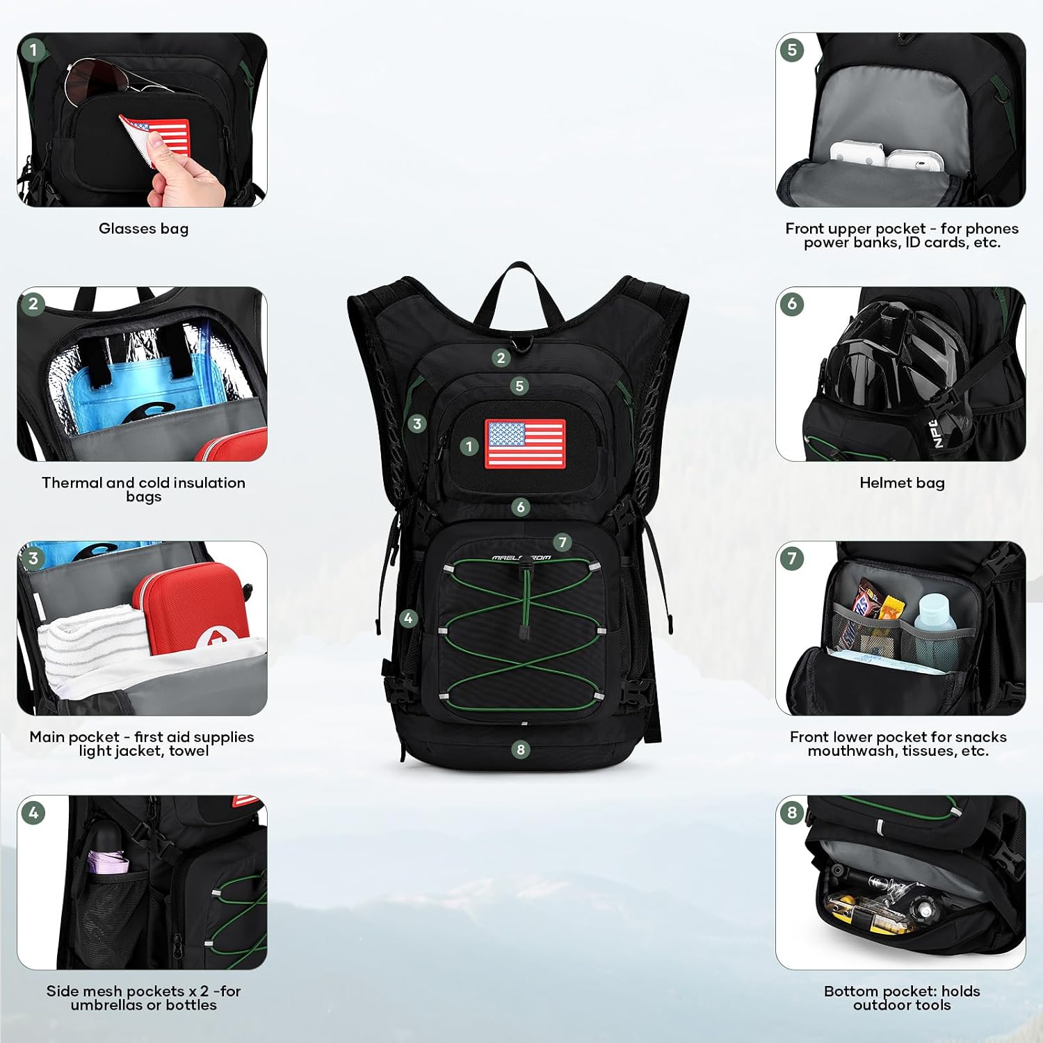 Maelstrom Lightweight Hydration Hiking Backpack with 2L/3L Water Bladder
