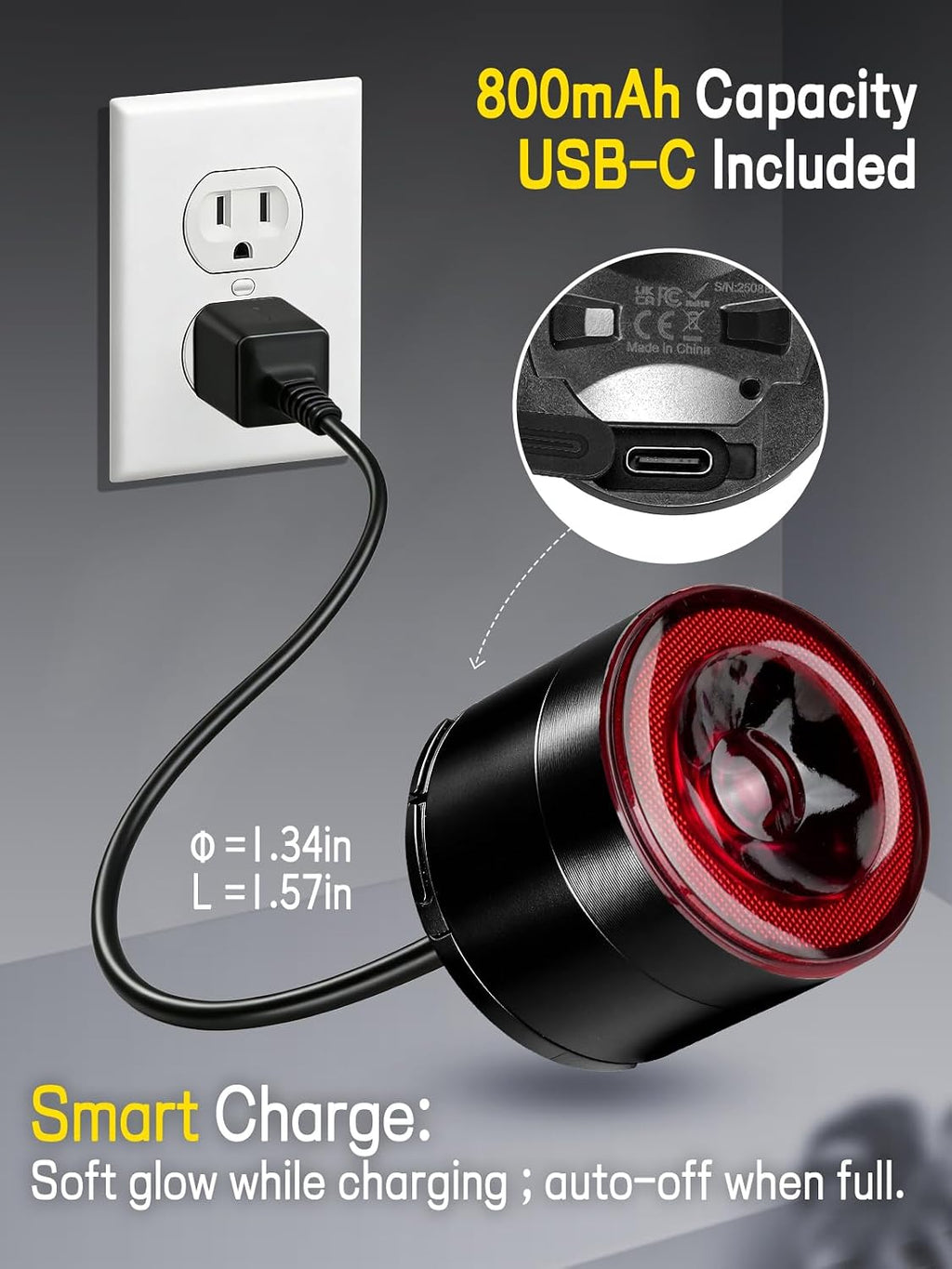 Variable Brightness Bike Tail Light with Dual-Button Control