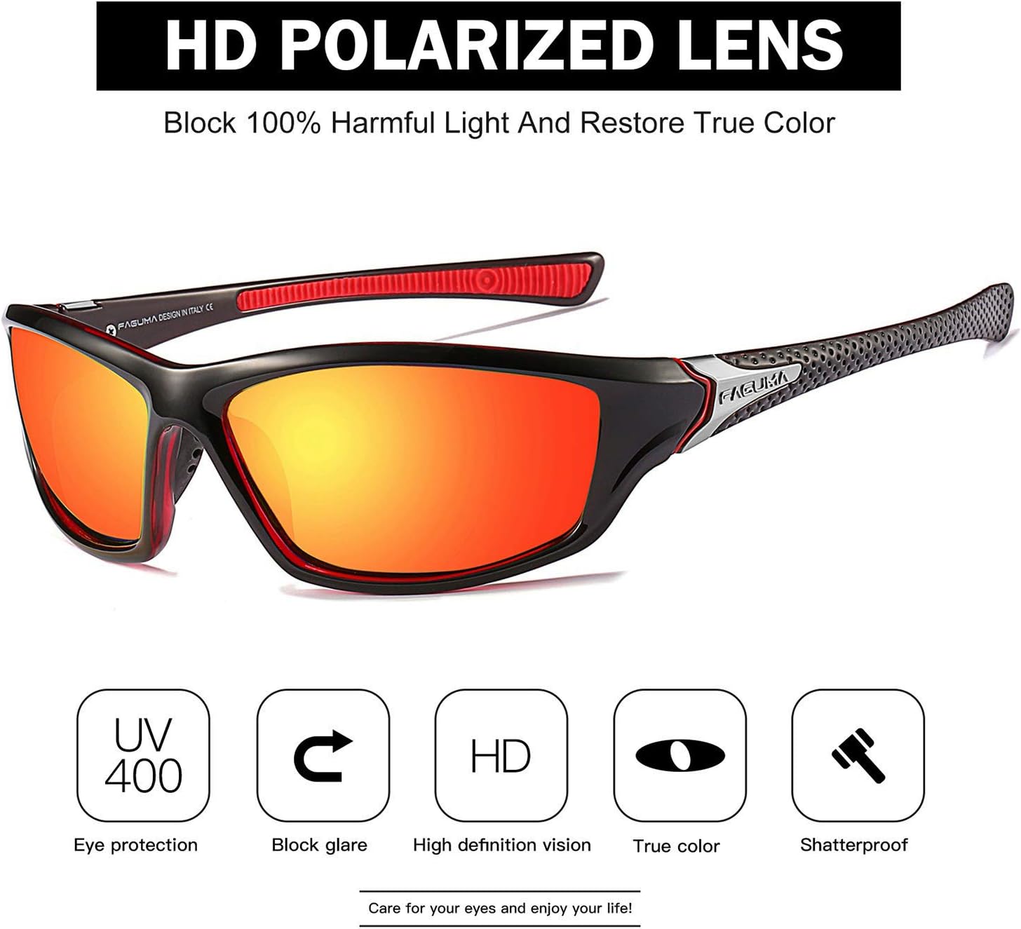 FAGUMA Sports Polarized Sunglasses For Men UV400 Protection