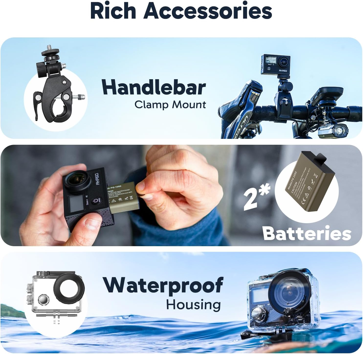 AKASO Brave 4 Action Camera 4K30 Ultra Hd Waterproof Underwater Camera