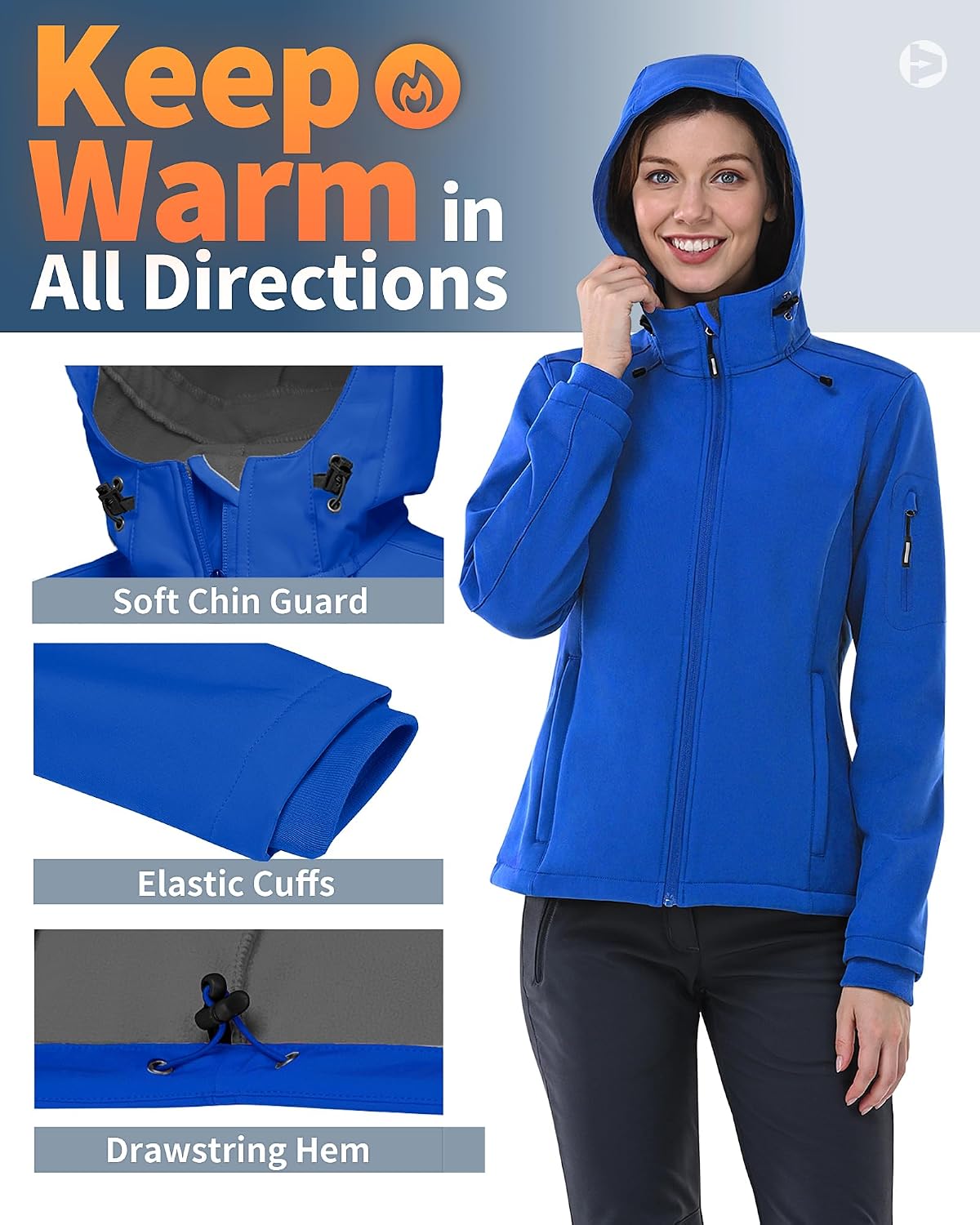 Outdoor Ventures Women's Softshell Jacket Fleece Lined Waterproof Rain Coat