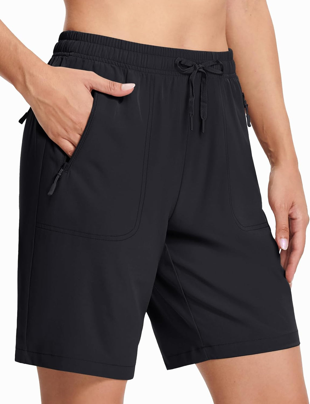 MAGCOMSEN Women's Hiking Shorts Lightweight Quick Dry 8" Golf Shorts Water Resistant with 3 Zipper Pockets