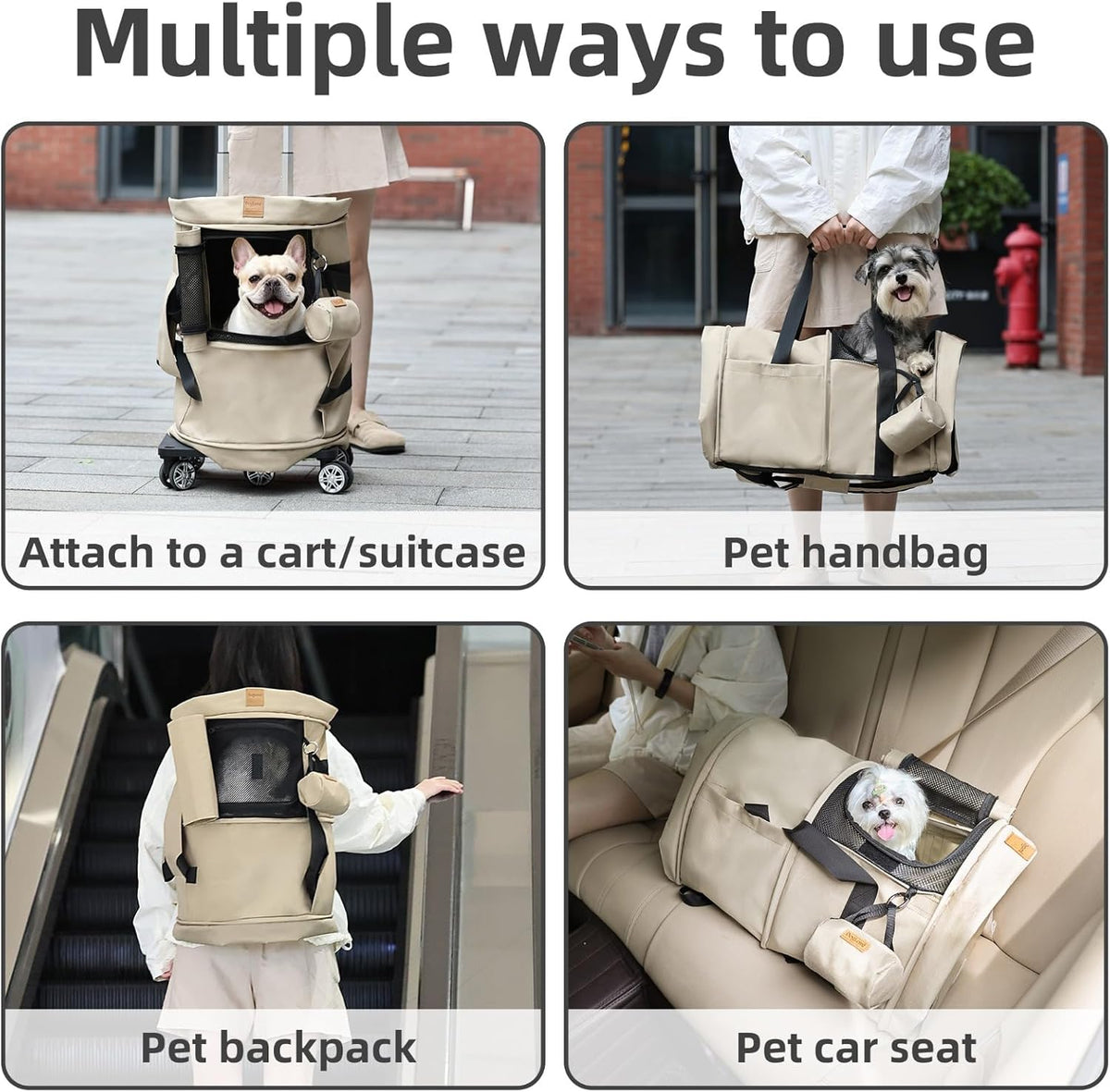 Dog Backpack Carrier – Comfortable Travel Bag for Pets –Khaki