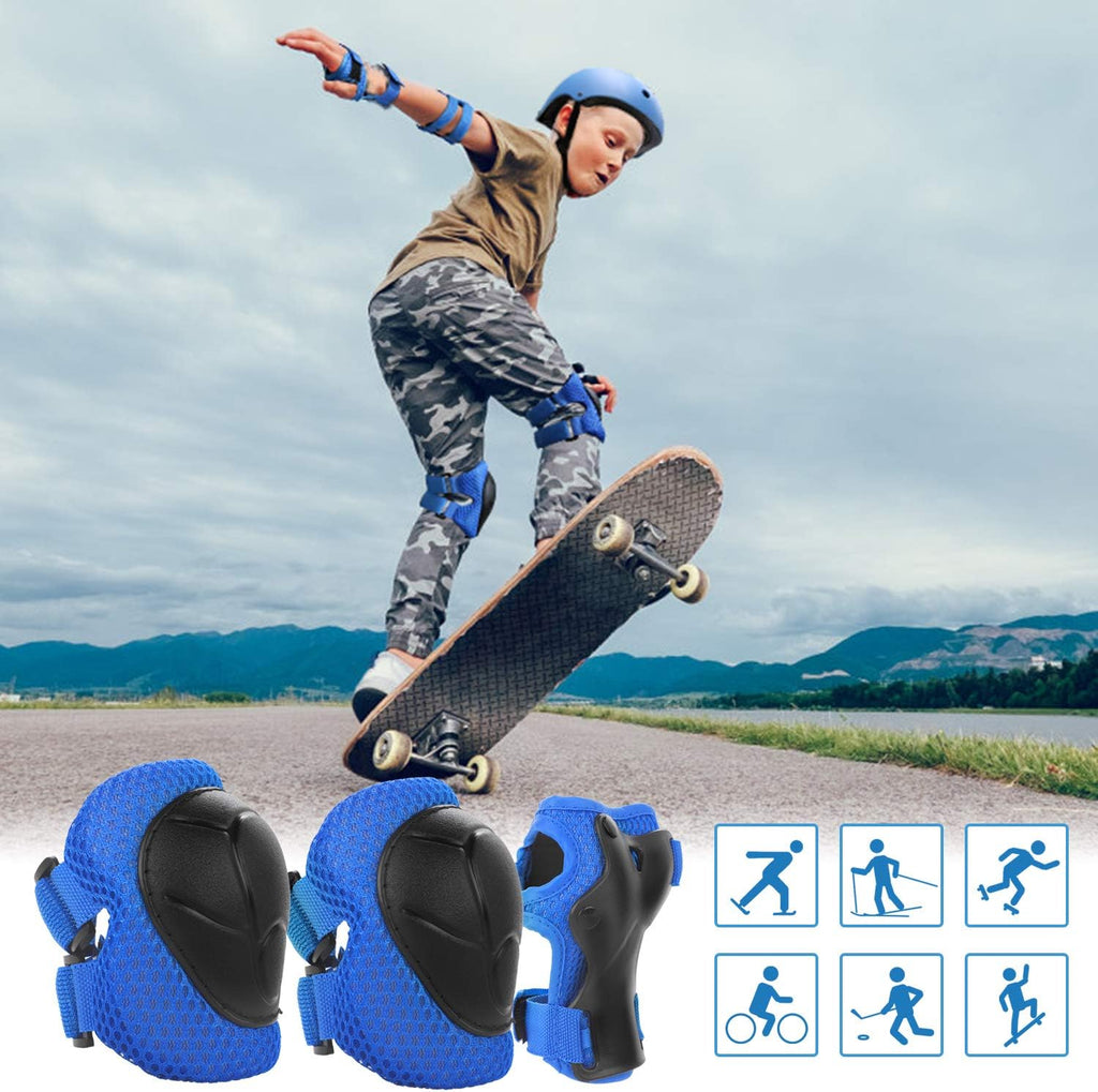 WayEee Kids Bike Helmet Set Knee Pads Adjustable Protective Gear, 3-14 Age
