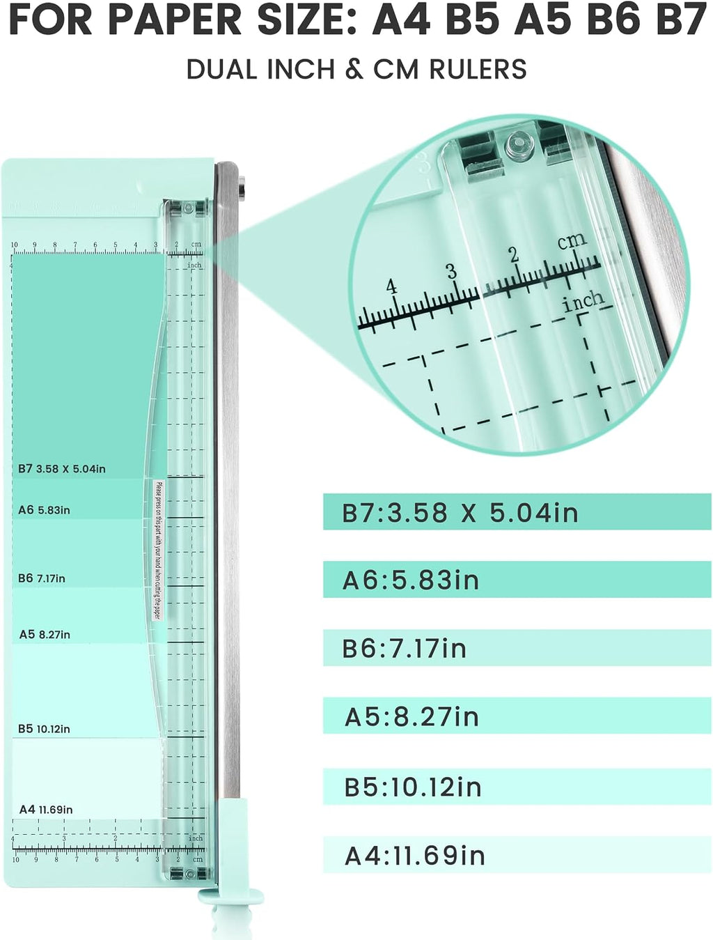 MAKEASY Paper Cutter 12 Inch, Guillotine Paper Cutter with 8 Sheet Capacity, Heavy Duty Paper Cutter for Cardstock, Paper Trimmer for Crafting, Classroom and Office, Green