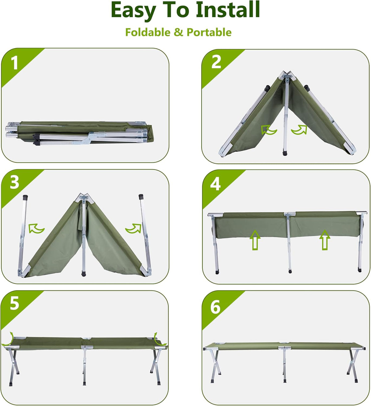 Outvita 25" Wide Folding Camping Cot with Carry Bag for Adults Outdoor