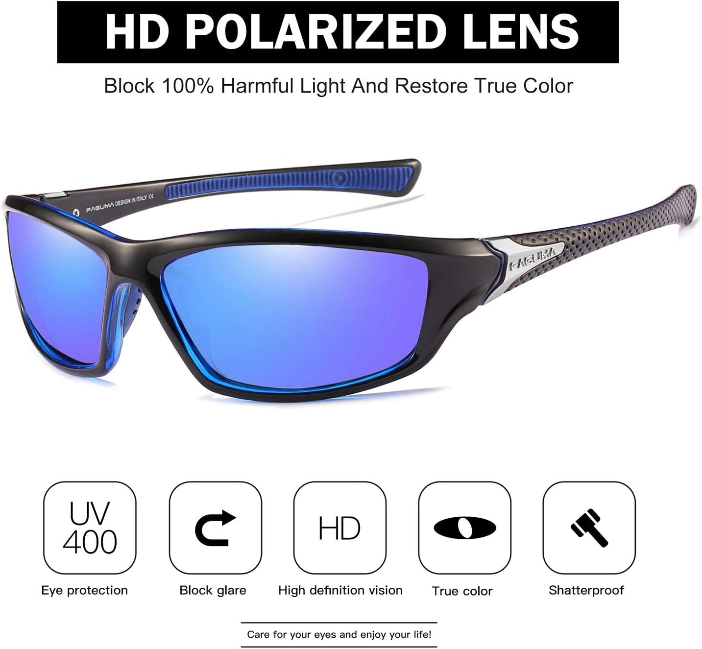 FAGUMA Sports Polarized Sunglasses For Men UV400 Protection