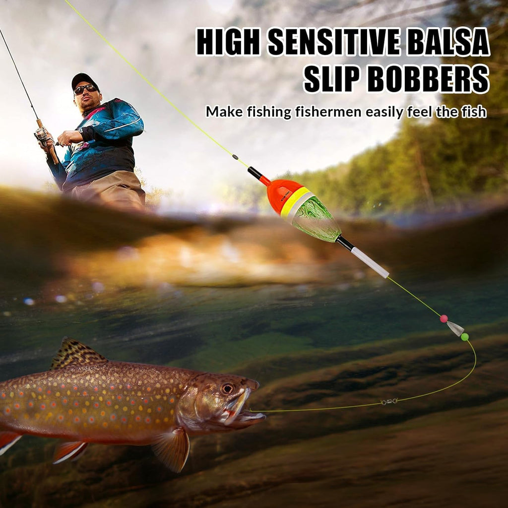 THKFISH Fishing Floats Balsa Wood Slip Bobbers, Fishing Bobbers Stick Slip Bobber for Fishing Crappie Bluegill Trout Bass Panfish Catfish Walleye 5PCS