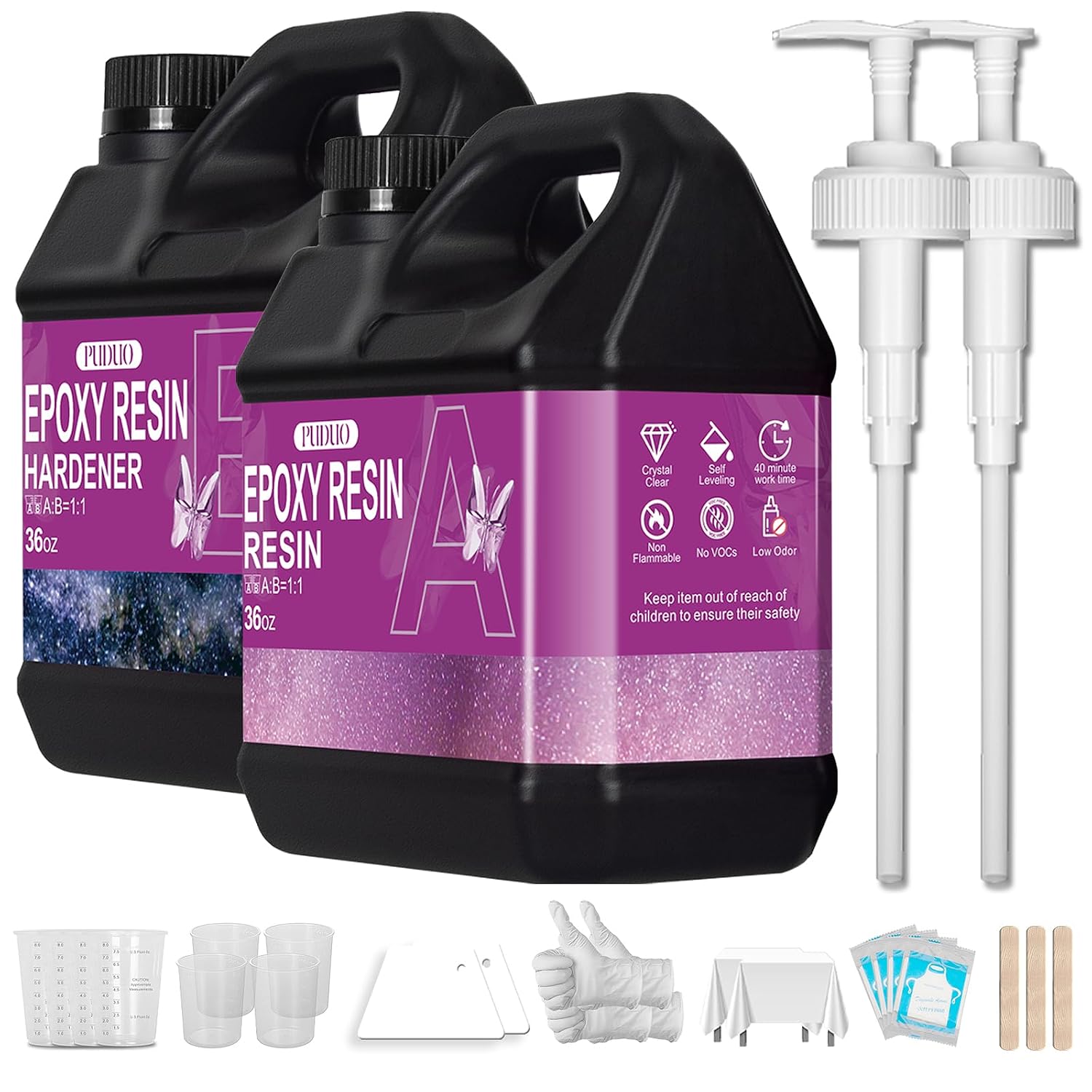 Puduo Epoxy Resin Kit 72OZ, Newly Formulated Crystal Clear Epoxy Resin