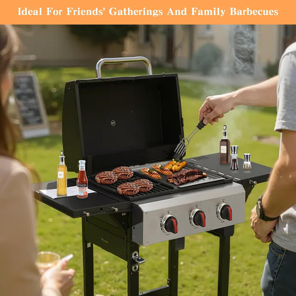 CIG GARDEN 3-Burner Propane Gas Grill 31,500 BTU with Folding Side Tables
