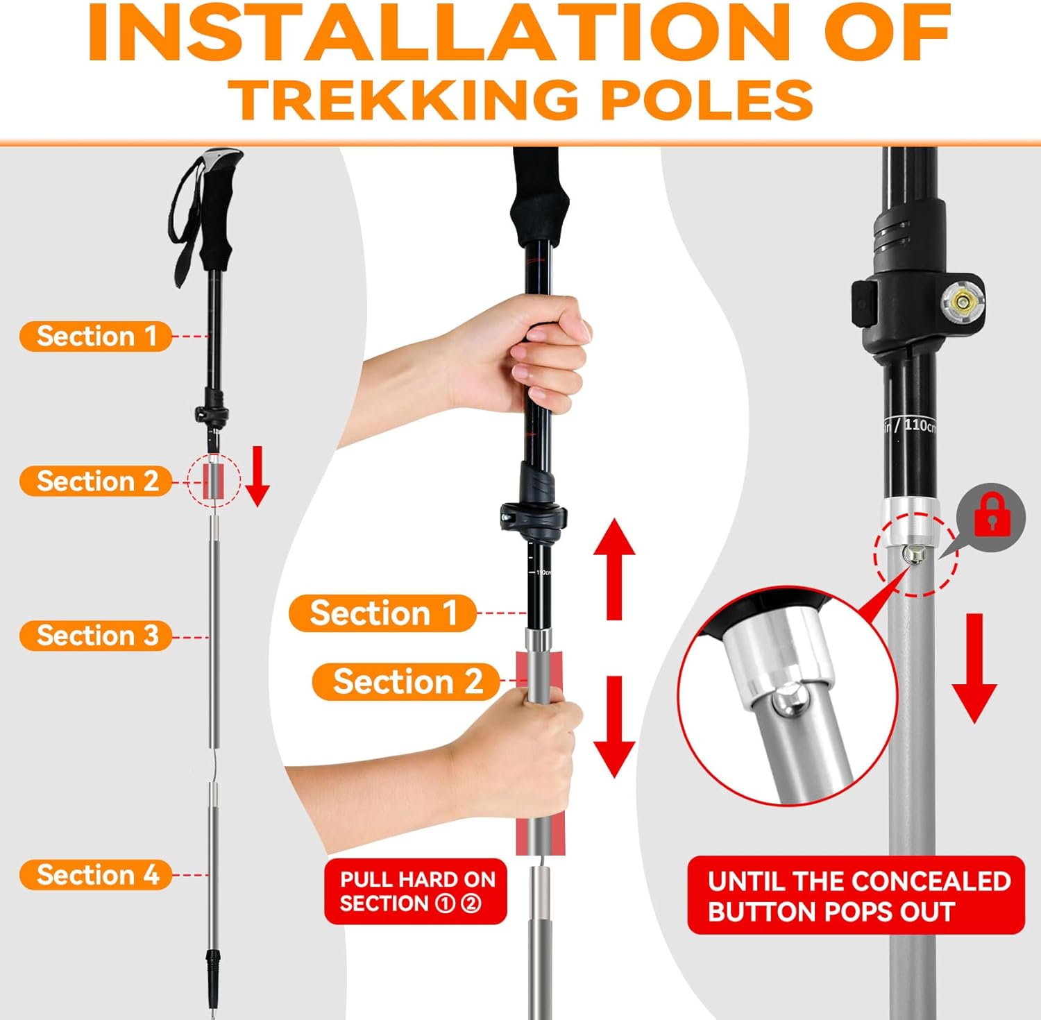 2 Pack Aluminum Trekking Poles, Tri-Fold Collapsible Walking Hiking Sticks | Adjustable, Quick-Lock, Lightweight, for Men Women Seniors Balance, Backpacking Camping Travel Gear by Underwood Aggregator
